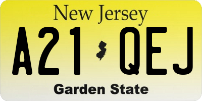 NJ license plate A21QEJ