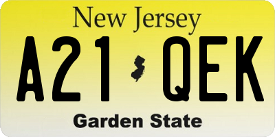 NJ license plate A21QEK