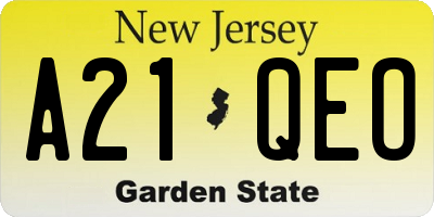 NJ license plate A21QEO