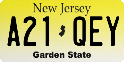 NJ license plate A21QEY