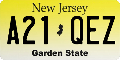 NJ license plate A21QEZ