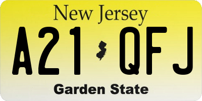 NJ license plate A21QFJ