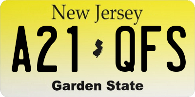 NJ license plate A21QFS