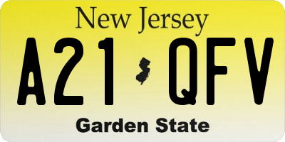 NJ license plate A21QFV