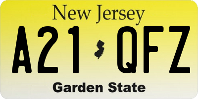 NJ license plate A21QFZ