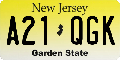 NJ license plate A21QGK