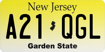 NJ license plate A21QGL