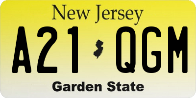 NJ license plate A21QGM