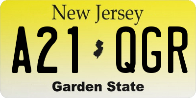 NJ license plate A21QGR
