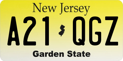 NJ license plate A21QGZ