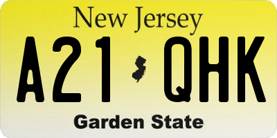 NJ license plate A21QHK