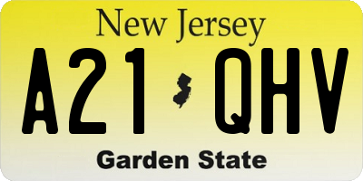 NJ license plate A21QHV
