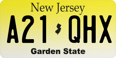 NJ license plate A21QHX