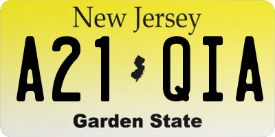 NJ license plate A21QIA