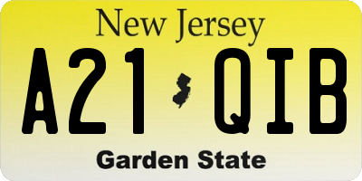NJ license plate A21QIB