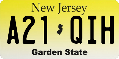 NJ license plate A21QIH