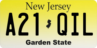 NJ license plate A21QIL