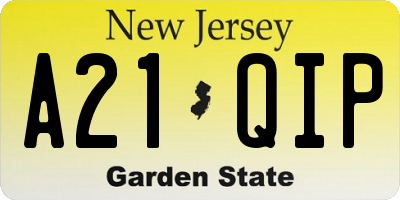 NJ license plate A21QIP