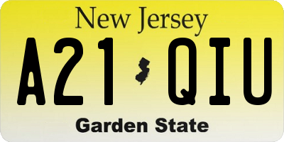 NJ license plate A21QIU