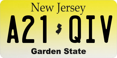 NJ license plate A21QIV