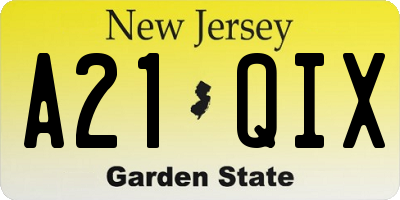 NJ license plate A21QIX