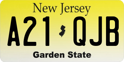 NJ license plate A21QJB