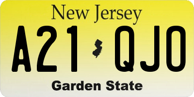 NJ license plate A21QJO