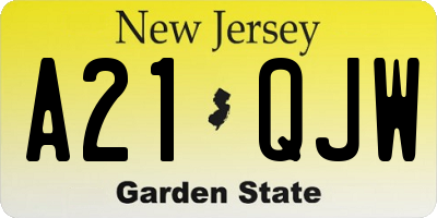 NJ license plate A21QJW