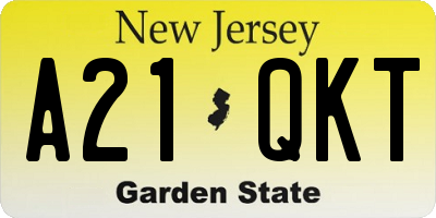NJ license plate A21QKT