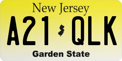 NJ license plate A21QLK