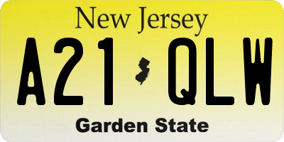 NJ license plate A21QLW