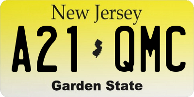 NJ license plate A21QMC