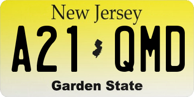 NJ license plate A21QMD