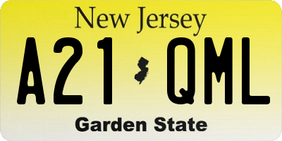 NJ license plate A21QML