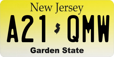 NJ license plate A21QMW