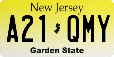 NJ license plate A21QMY