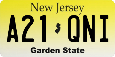 NJ license plate A21QNI
