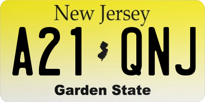 NJ license plate A21QNJ