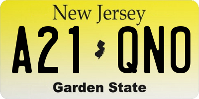 NJ license plate A21QNO