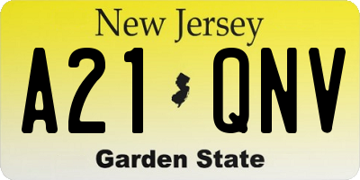 NJ license plate A21QNV
