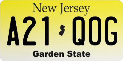 NJ license plate A21QOG