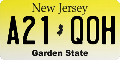 NJ license plate A21QOH