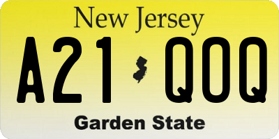 NJ license plate A21QOQ