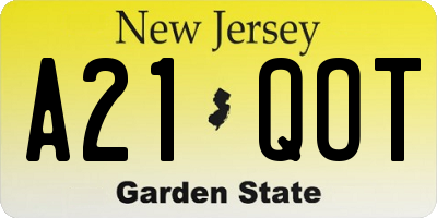 NJ license plate A21QOT