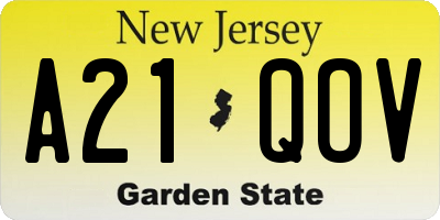 NJ license plate A21QOV