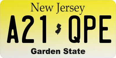 NJ license plate A21QPE