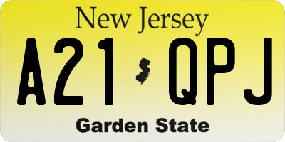 NJ license plate A21QPJ
