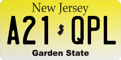 NJ license plate A21QPL