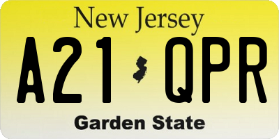 NJ license plate A21QPR