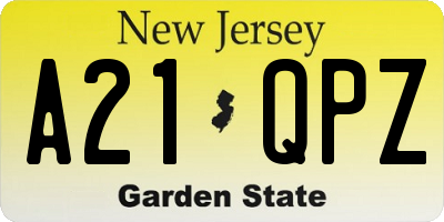 NJ license plate A21QPZ